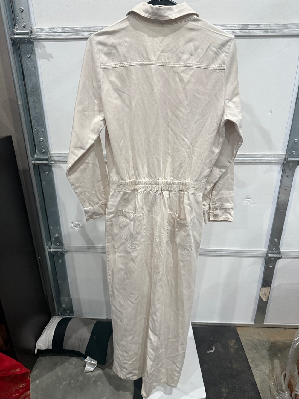 Women’s denim Cream Maxi Shirt Dress - Long Sleeve Utility Style - Picture 5 of 5